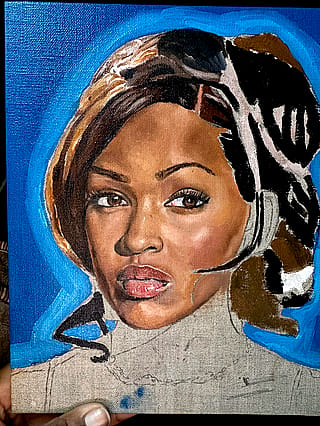 Working on a painting of Meagan Good!'