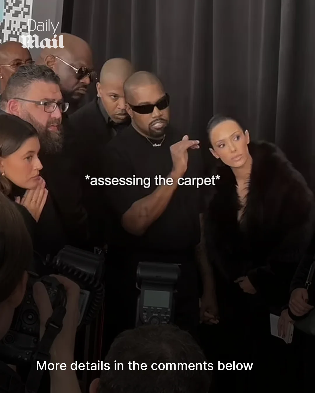 Lip reader reveals Kanye West's brusque command to red carpet staff moments before Bianca Censori stripped off in shocking Grammys stunt picture 1 of 1